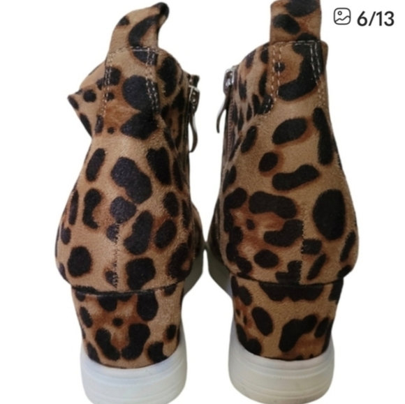 COOGI Leopard Tan and Black Wedge Ankle Booties Size 7.5 - Picture 6 of 13